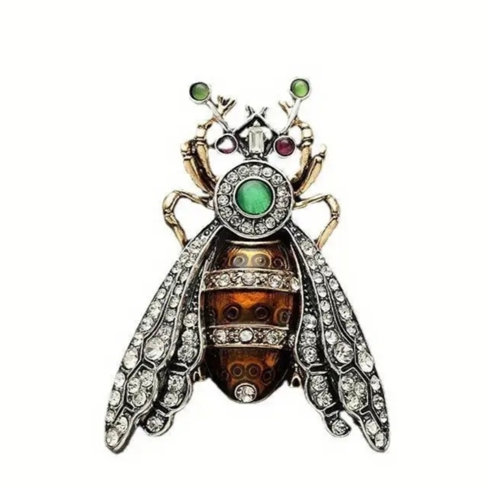 Elegant Insect Brooch with Gem Accents